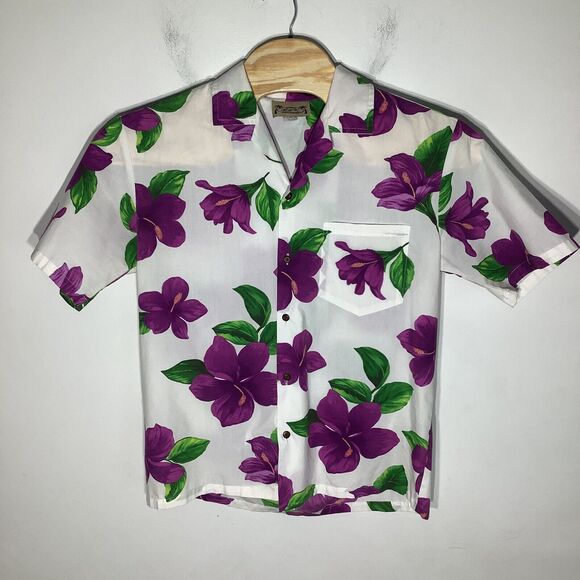 F & K Fashion Mens Short Sleeve Button Up Vintage Hawaiian Shirt Size Large - Picture 2 of 5
